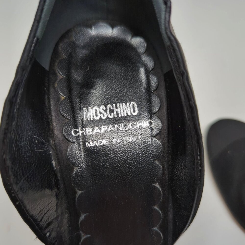Moschino Black Heels 37 6.5 D'Orsay Cheap Chic Formal - Picture 10 of 11